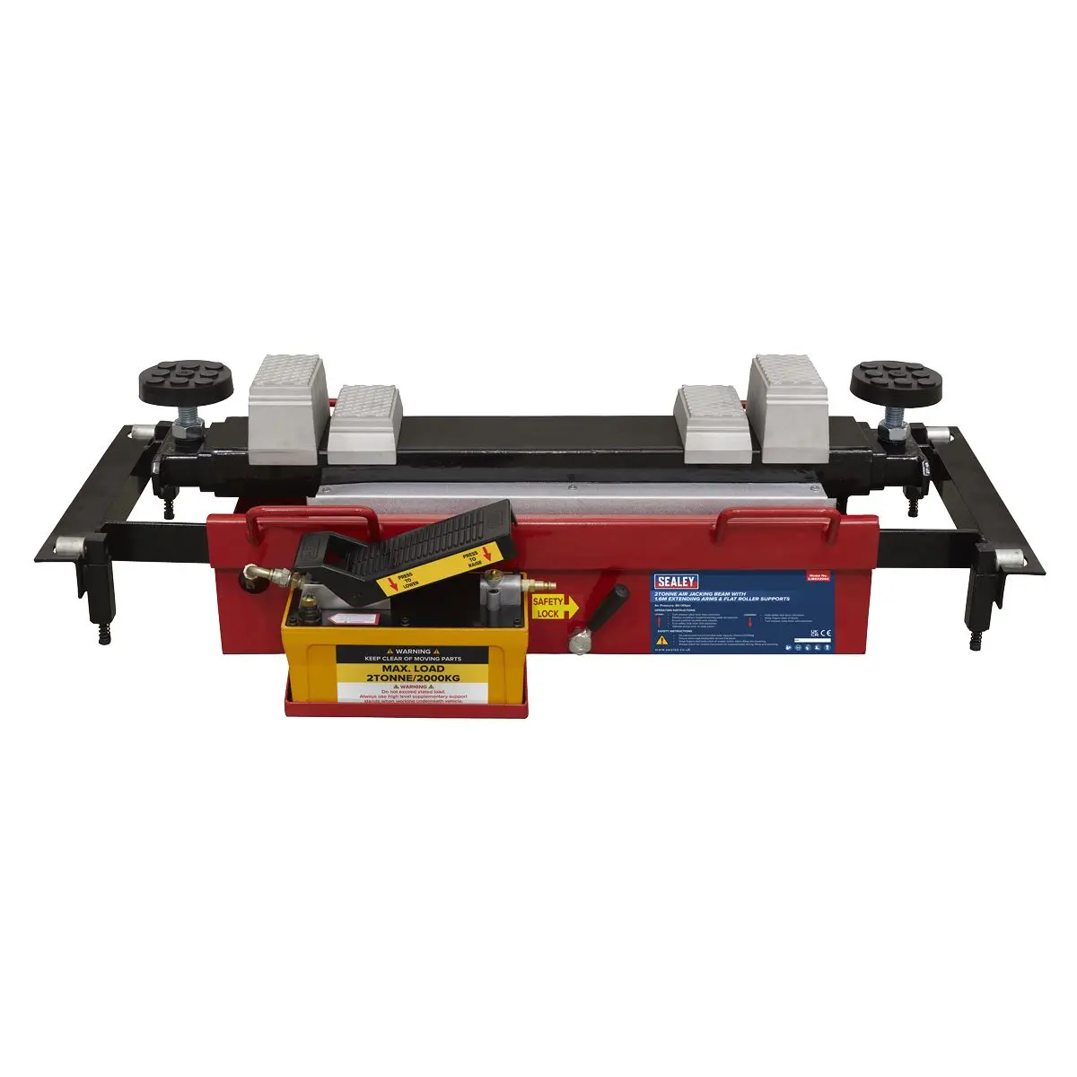 Sealey Air Jacking Beam 2 Tonne with Arm Extenders & Flat Roller Supports - Image 8