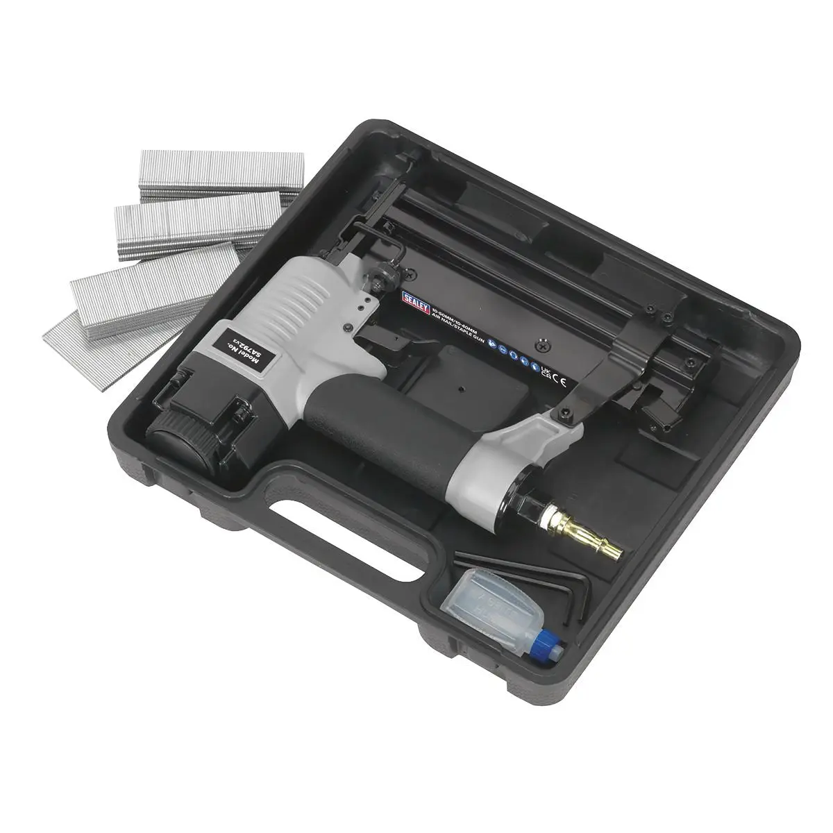 Sealey Air Nail Staple Gun 10-50mm Nails 10-40mm Staples Capacity Nailer Stapler - Image 10
