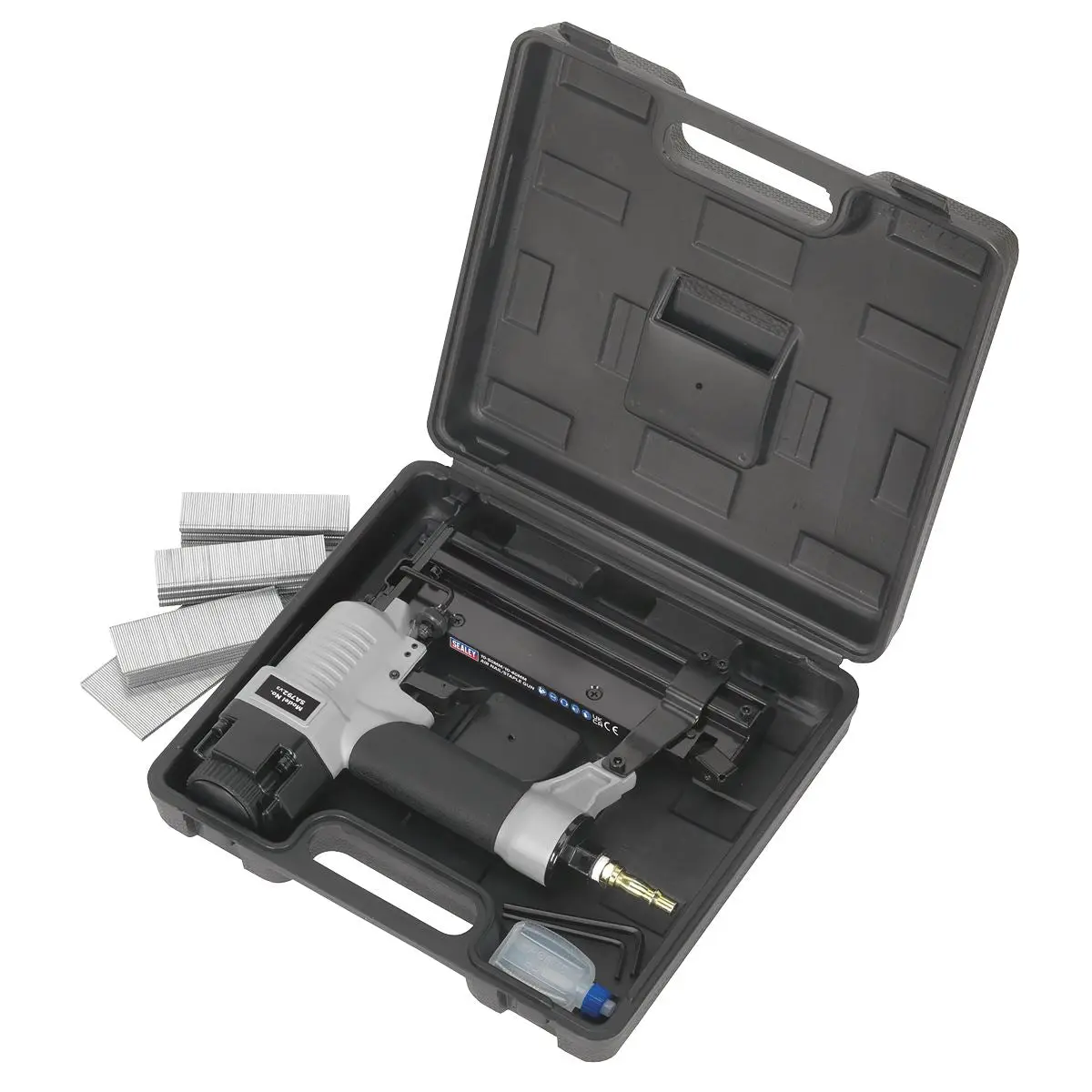 Sealey Air Nail Staple Gun 10-50mm Nails 10-40mm Staples Capacity Nailer Stapler - Image 3