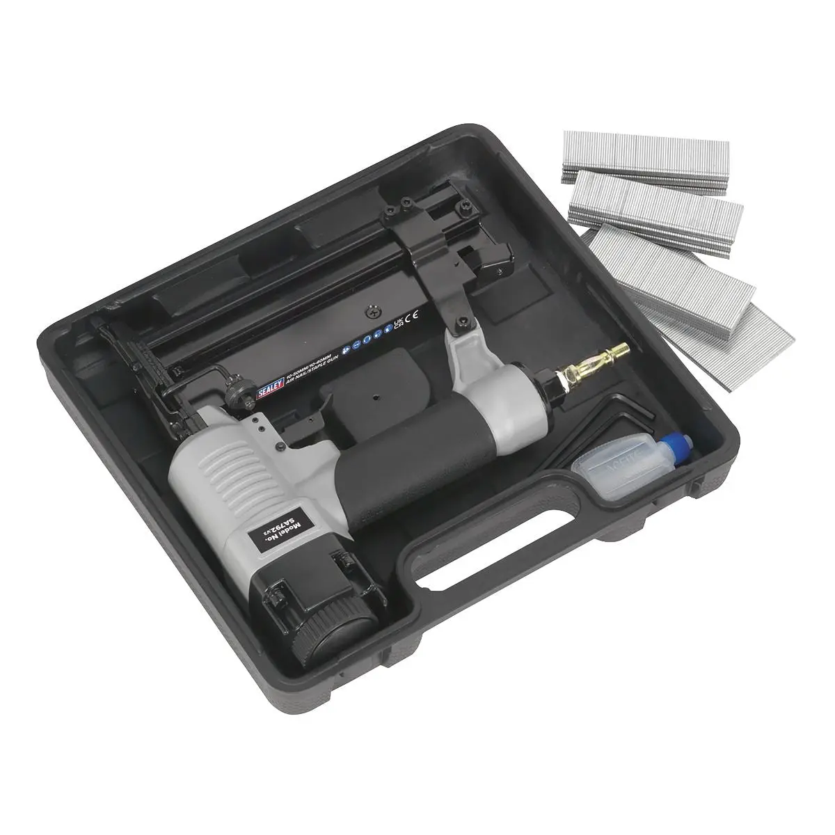Sealey Air Nail Staple Gun 10-50mm Nails 10-40mm Staples Capacity Nailer Stapler - Image 9