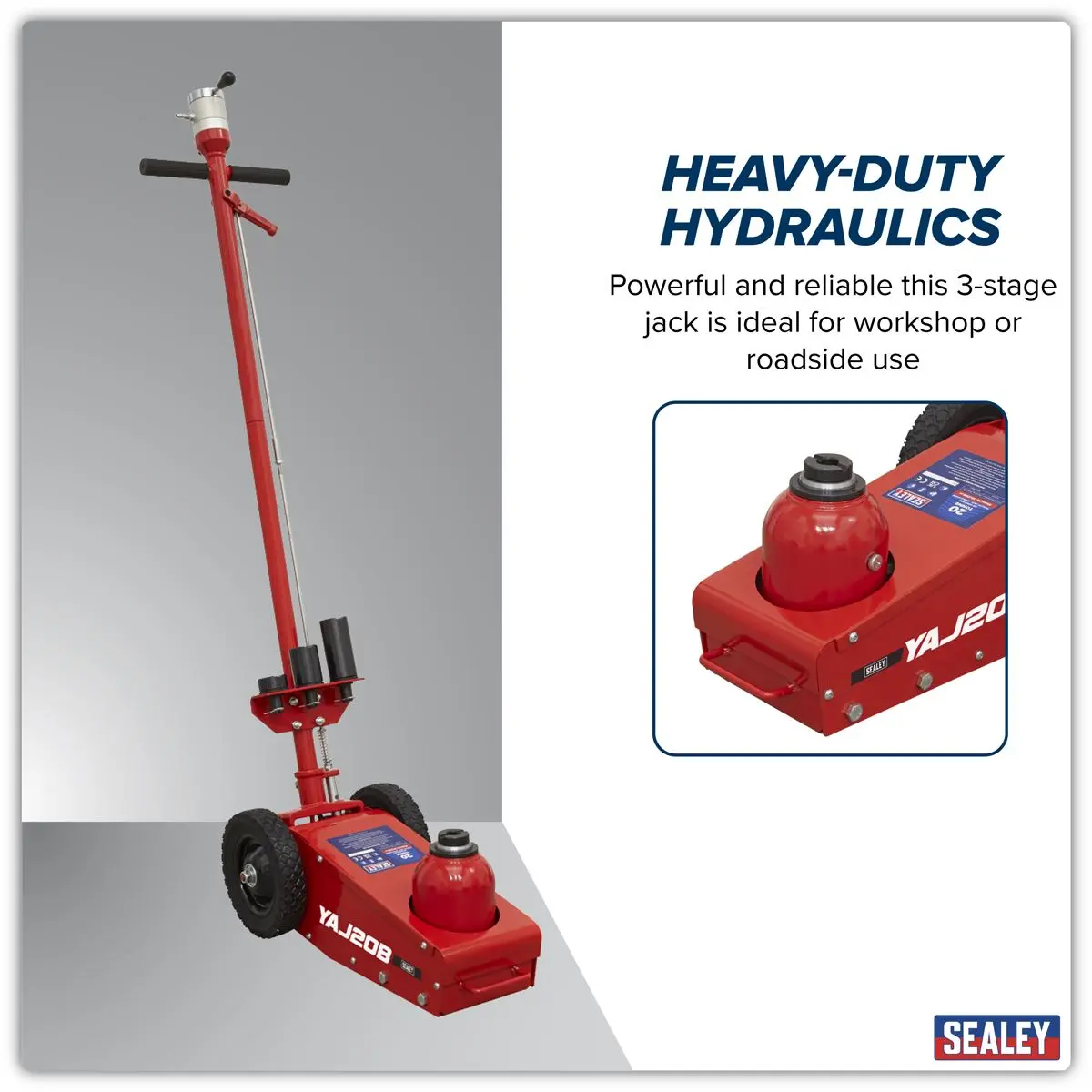Sealey Air Operated Single Stage Trolley Jack 20 Tonne - Image 3