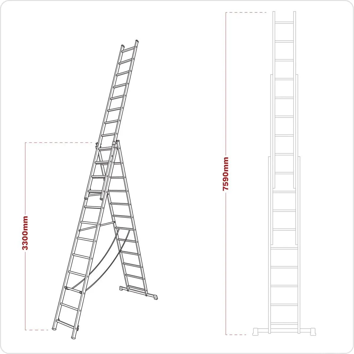 Sealey Aluminium Extension Combination Ladder 3x12 EN 131 - Image 2