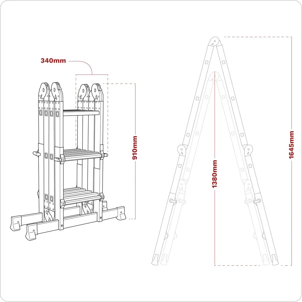 Sealey Aluminium Multipurpose Ladder EN 131 Adjustable Height - Image 9