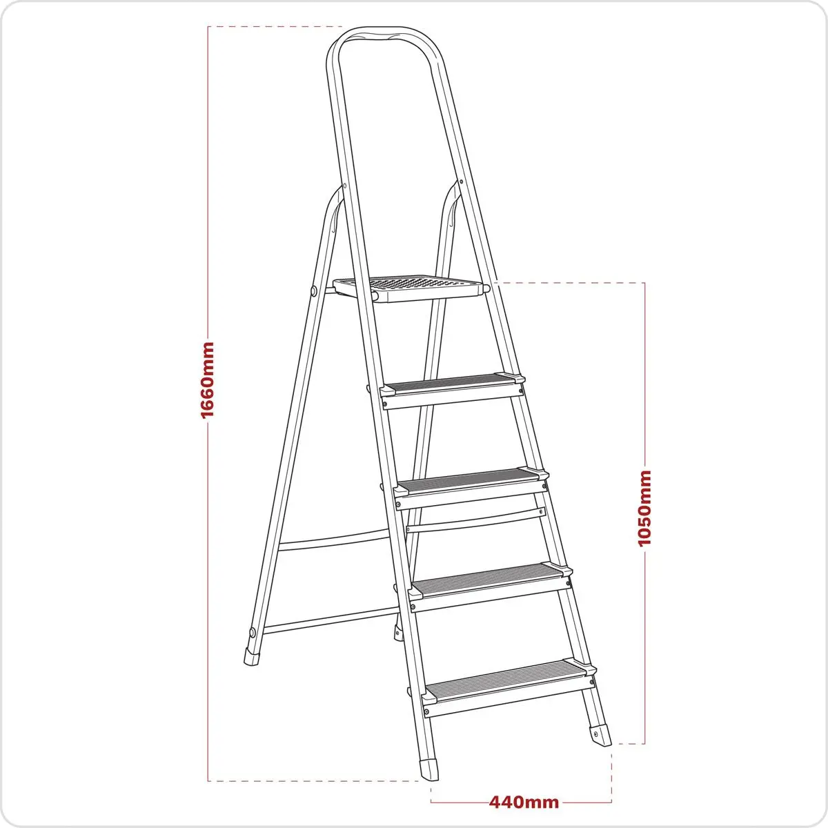 Sealey Aluminium Step Ladder 5-Tread EN 131 - Image 2
