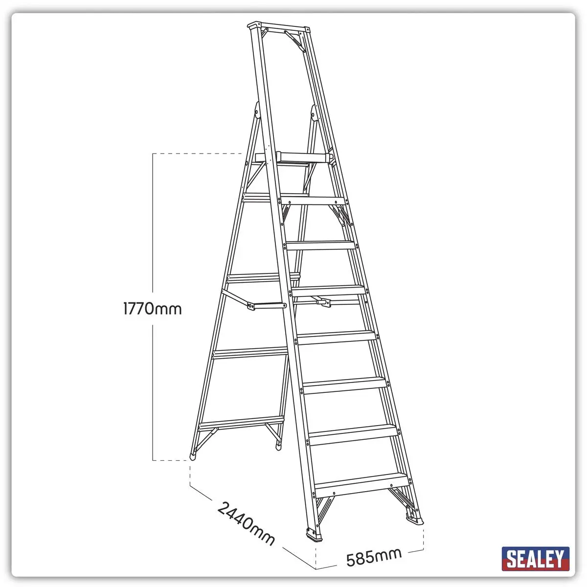 Sealey Aluminium Step Ladder 8-Tread Industrial BS EN 131 - Image 10