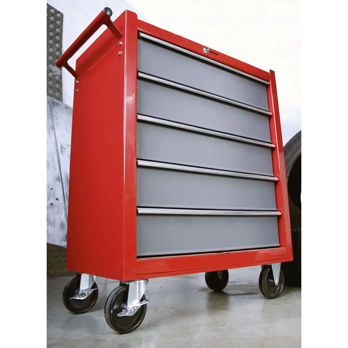 Sealey American Pro Rollcab 5 Drawer with Ball-Bearing Slides - Red/Grey - Image 10