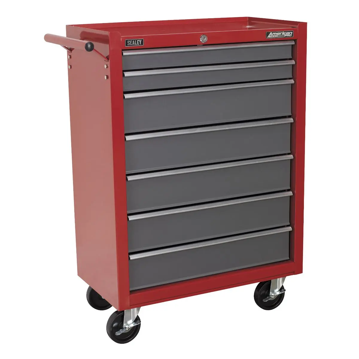 Sealey American Pro Rollcab 7 Drawer with Ball-Bearing Slides - Red/Grey - Image 2
