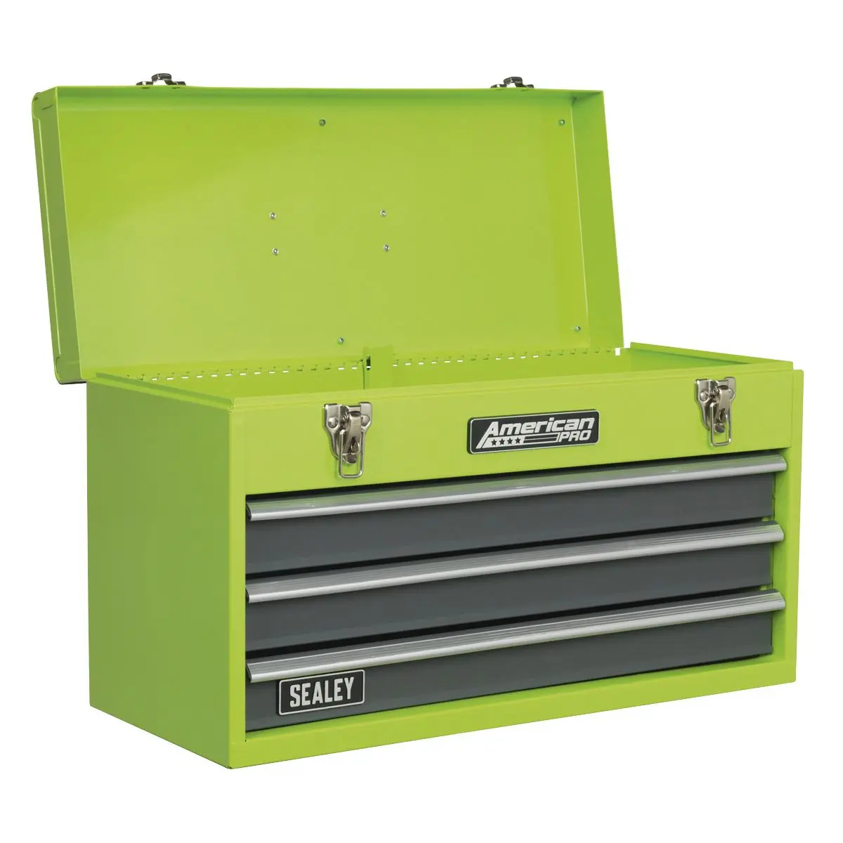 Sealey American Pro Tool Chest 3 Drawer Portable with Ball-Bearing Slides - Green/Grey