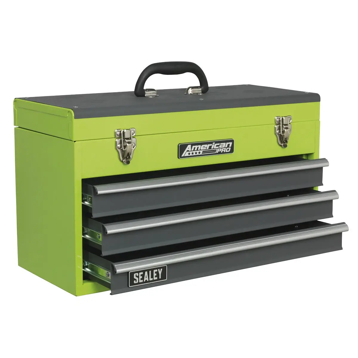 Sealey American Pro Tool Chest 3 Drawer Portable with Ball-Bearing Slides - Green/Grey - Image 11