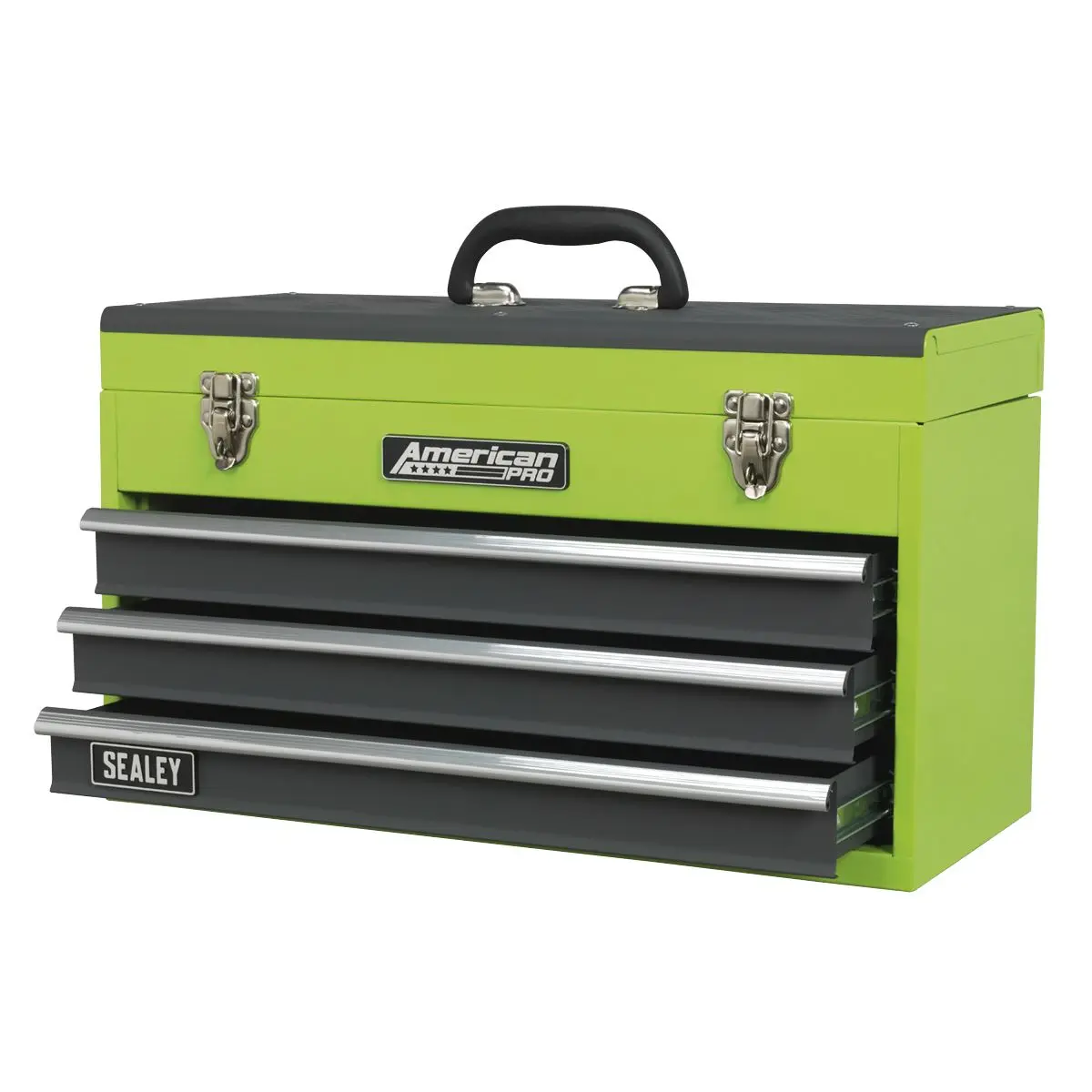 Sealey American Pro Tool Chest 3 Drawer Portable with Ball-Bearing Slides - Green/Grey - Image 12