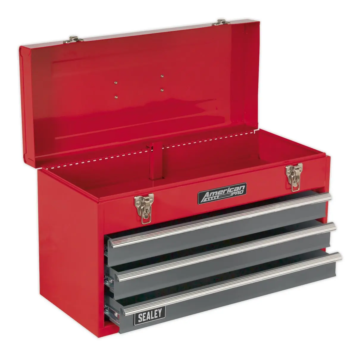 Sealey American Pro Tool Chest 3 Drawer Portable with Ball-Bearing Slides - Red/Grey - Image 2