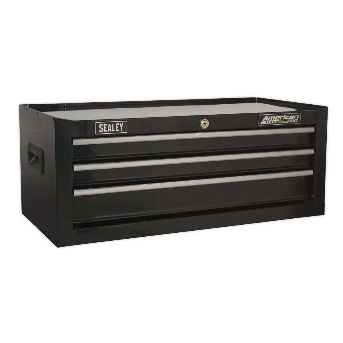 Sealey American Pro Topchest, Mid-Box Tool Chest & Rollcab 14 Drawer Stack - Black - Image 4