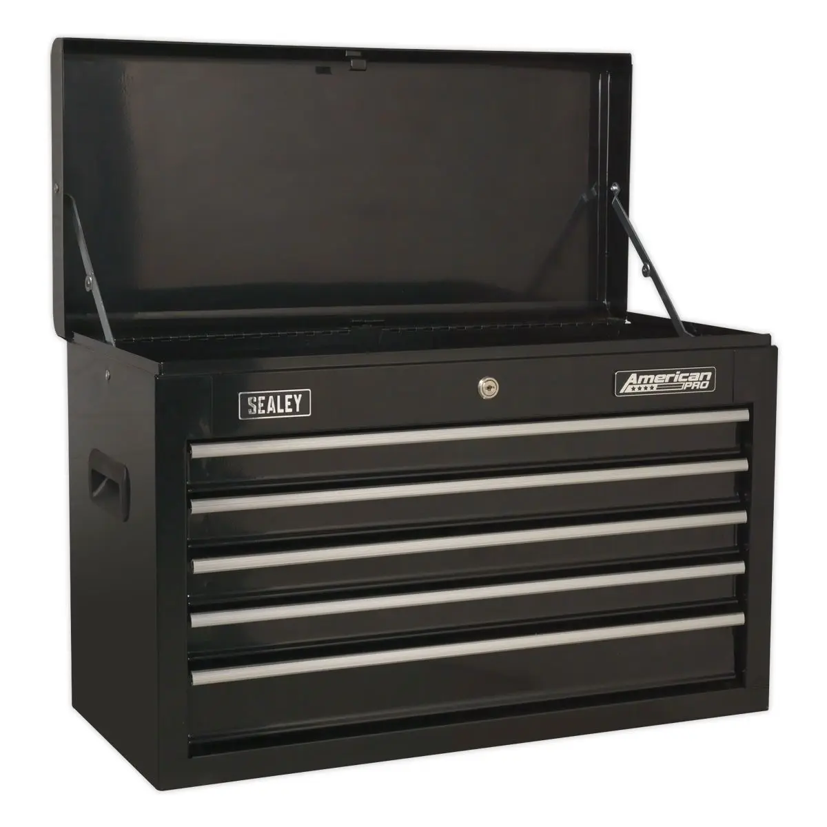 Sealey American Pro Topchest, Mid-Box Tool Chest & Rollcab 14 Drawer Stack - Black - Image 7