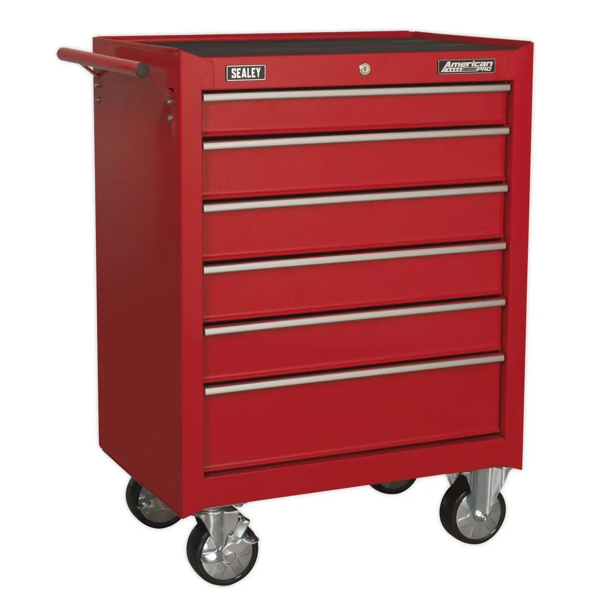 Sealey American Pro Topchest, Mid-Box Tool Chest & Rollcab 14 Drawer Stack - Red - Image 5