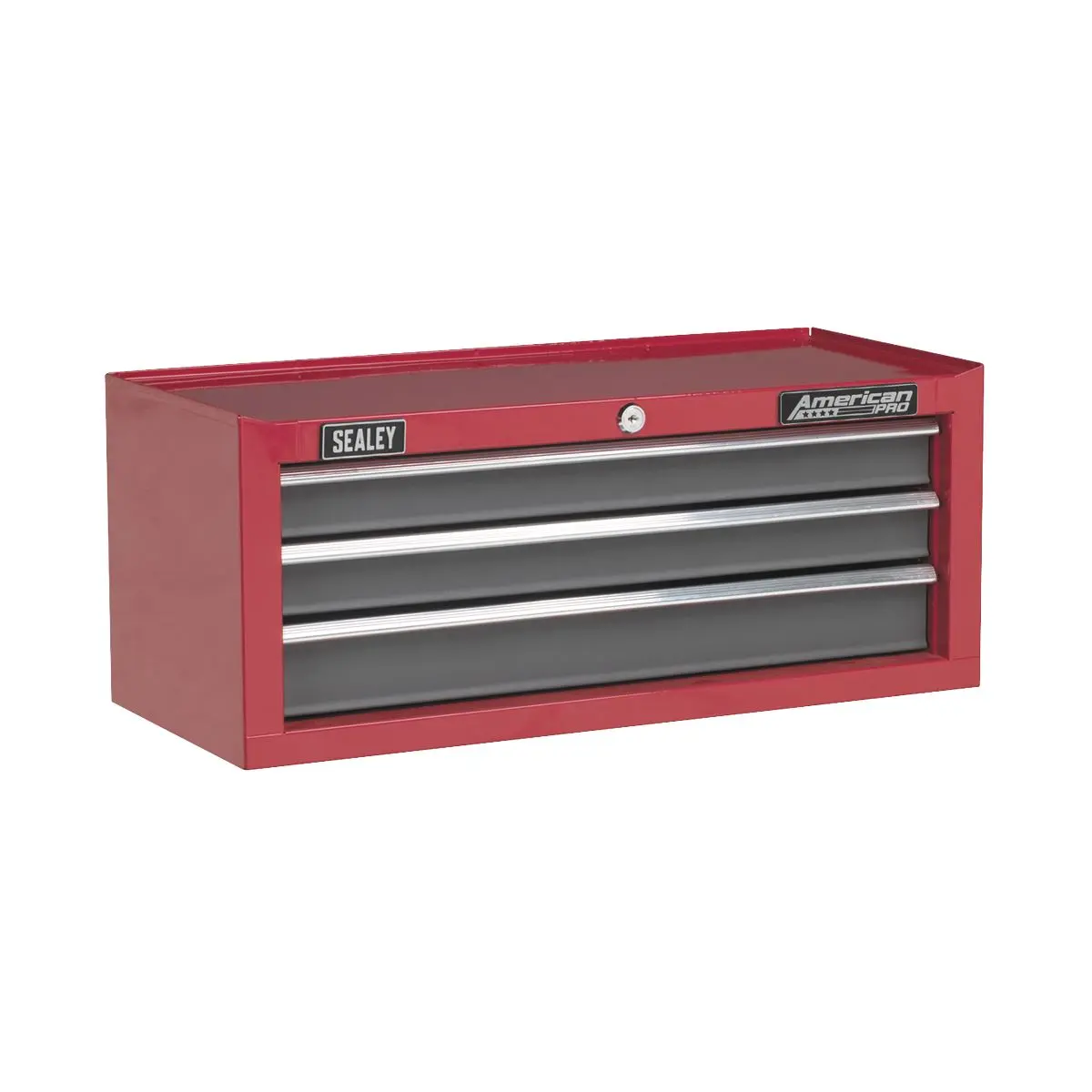 Sealey American Pro Topchest, Mid-Box Tool Chest & Rollcab 9 Drawer Stack - Red - Image 6