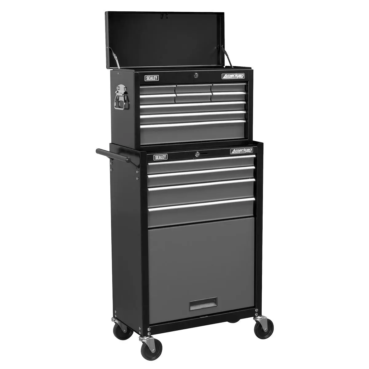 Sealey American Pro Topchest & Rollcab Combination 13 Drawer with Ball-Bearing Slides - Black/Grey - Image 2