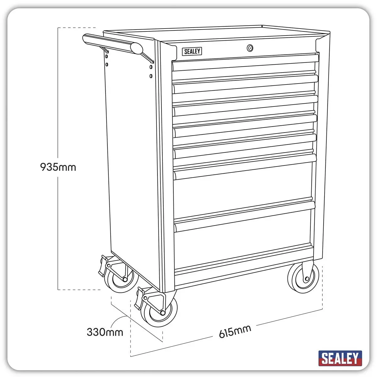 Sealey American Pro Topchest & Rollcab Combination 13 Drawer with Ball-Bearing Slides - Black/Grey - Image 3