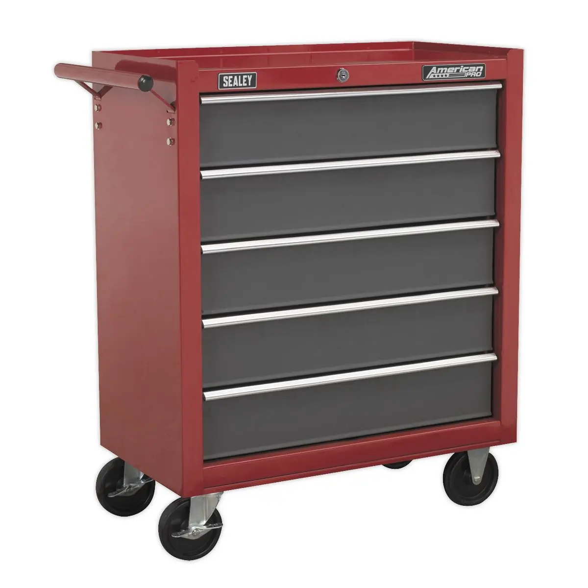 Sealey American Pro Topchest & Rollcab Combination 14 Drawer with Ball-Bearing Slides - Red/Grey & 281pc Tool Kit - Image 4