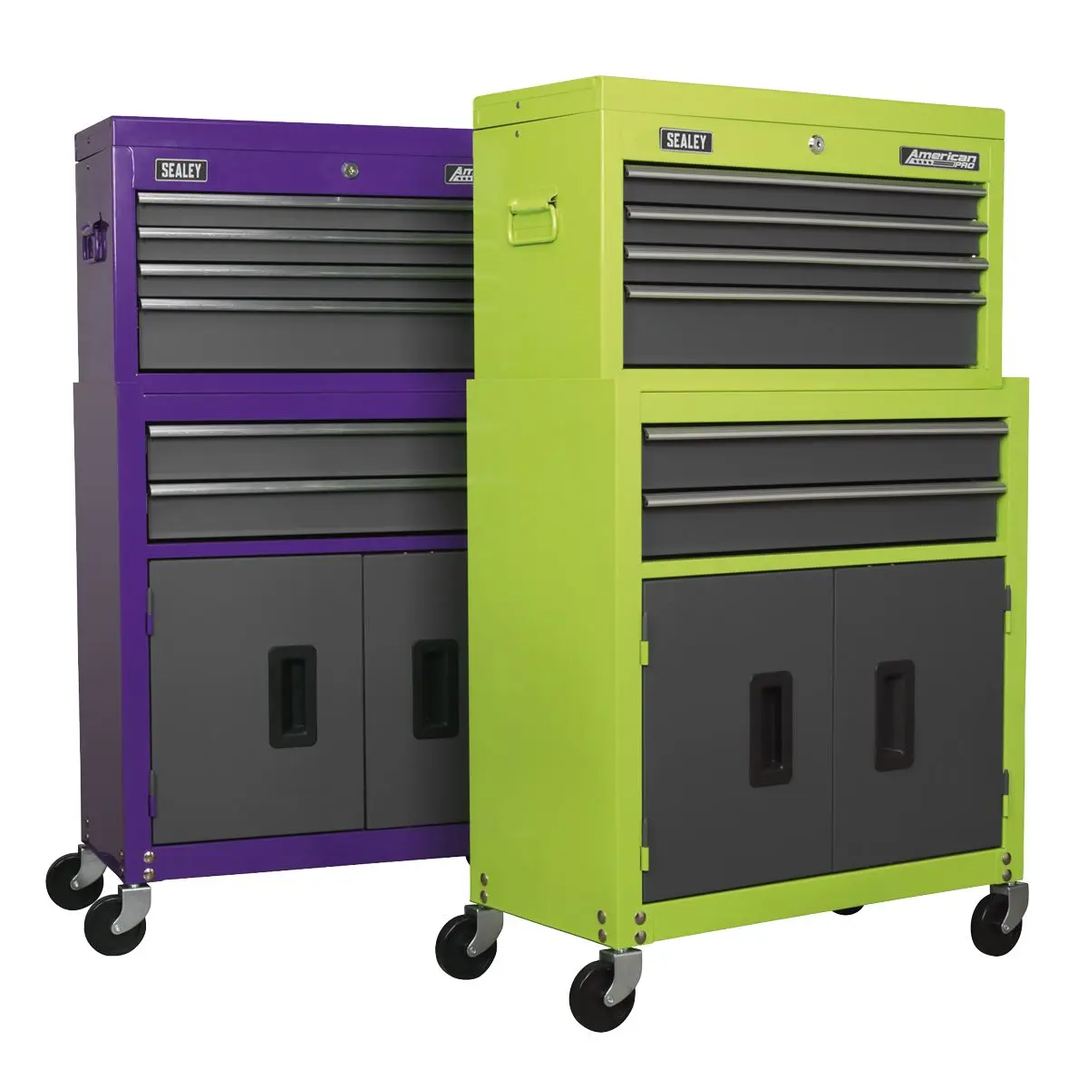 Sealey American Pro Topchest & Rollcab Combination 6 Drawer with Ball-Bearing Slides - Purple/Grey - Image 10