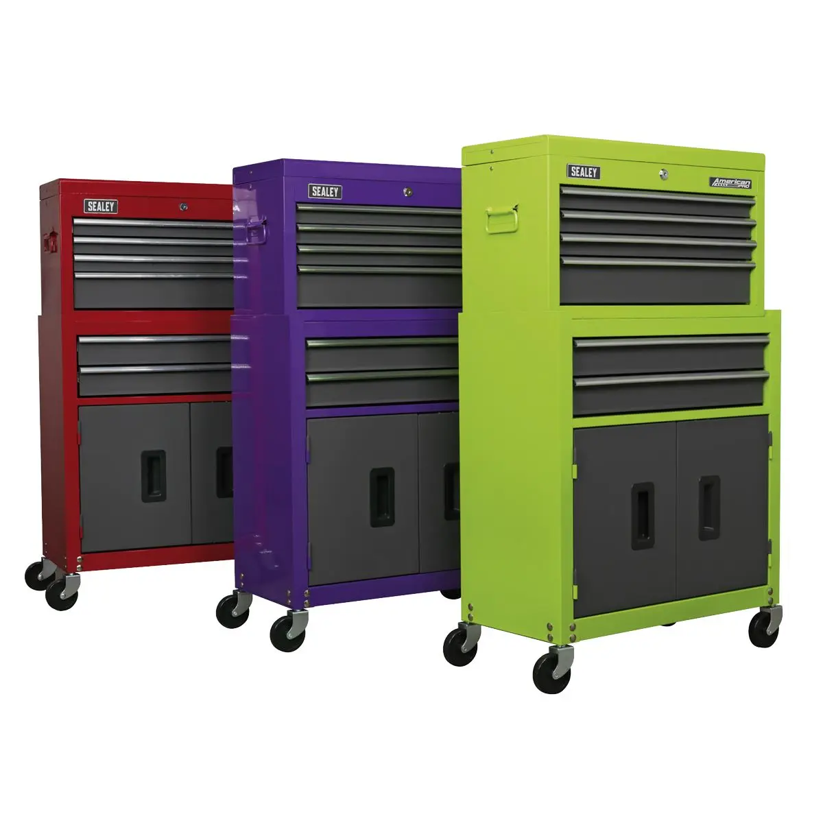 Sealey American Pro Topchest & Rollcab Combination 6 Drawer with Ball-Bearing Slides- Red - Image 11