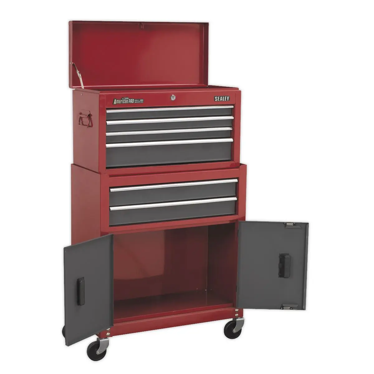 Sealey American Pro Topchest & Rollcab Combination 6 Drawer with Ball-Bearing Slides- Red - Image 6