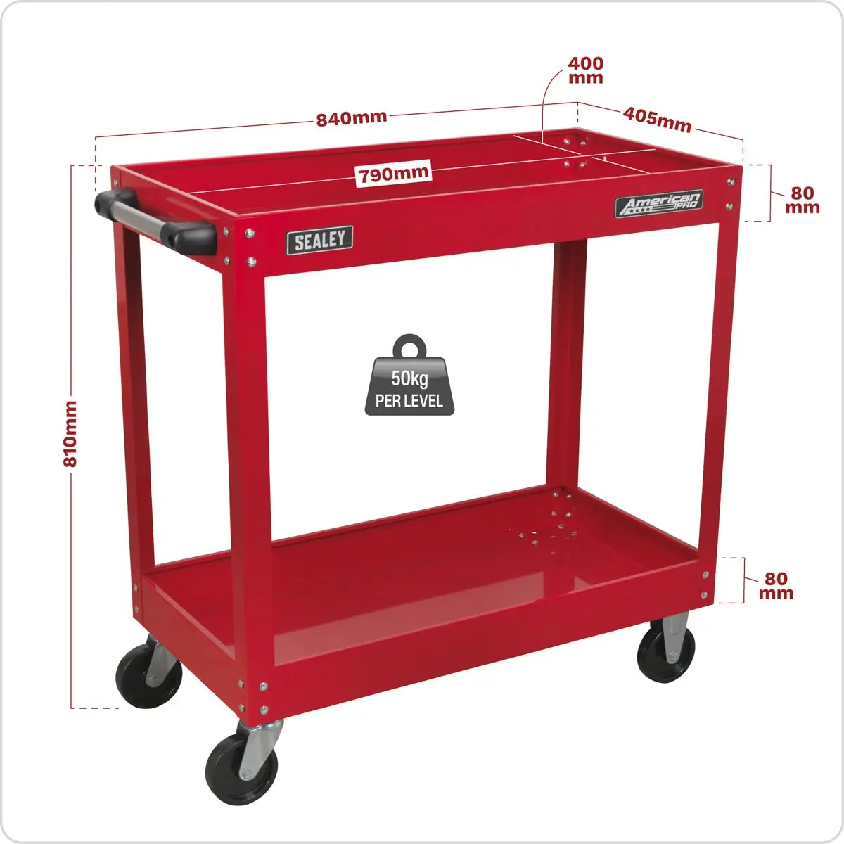 Sealey American Pro American PRO® Heavy-Duty Workshop Trolley 2-Level - Image 2