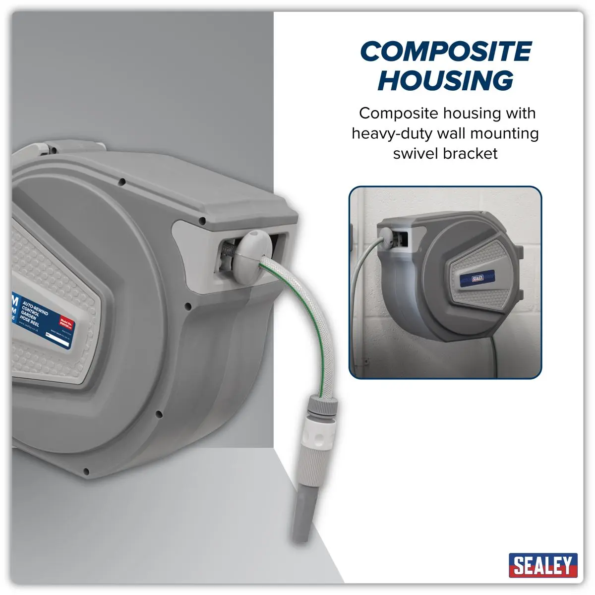Sealey Auto-Rewind Control Garden Hose Reel 30m - Image 7