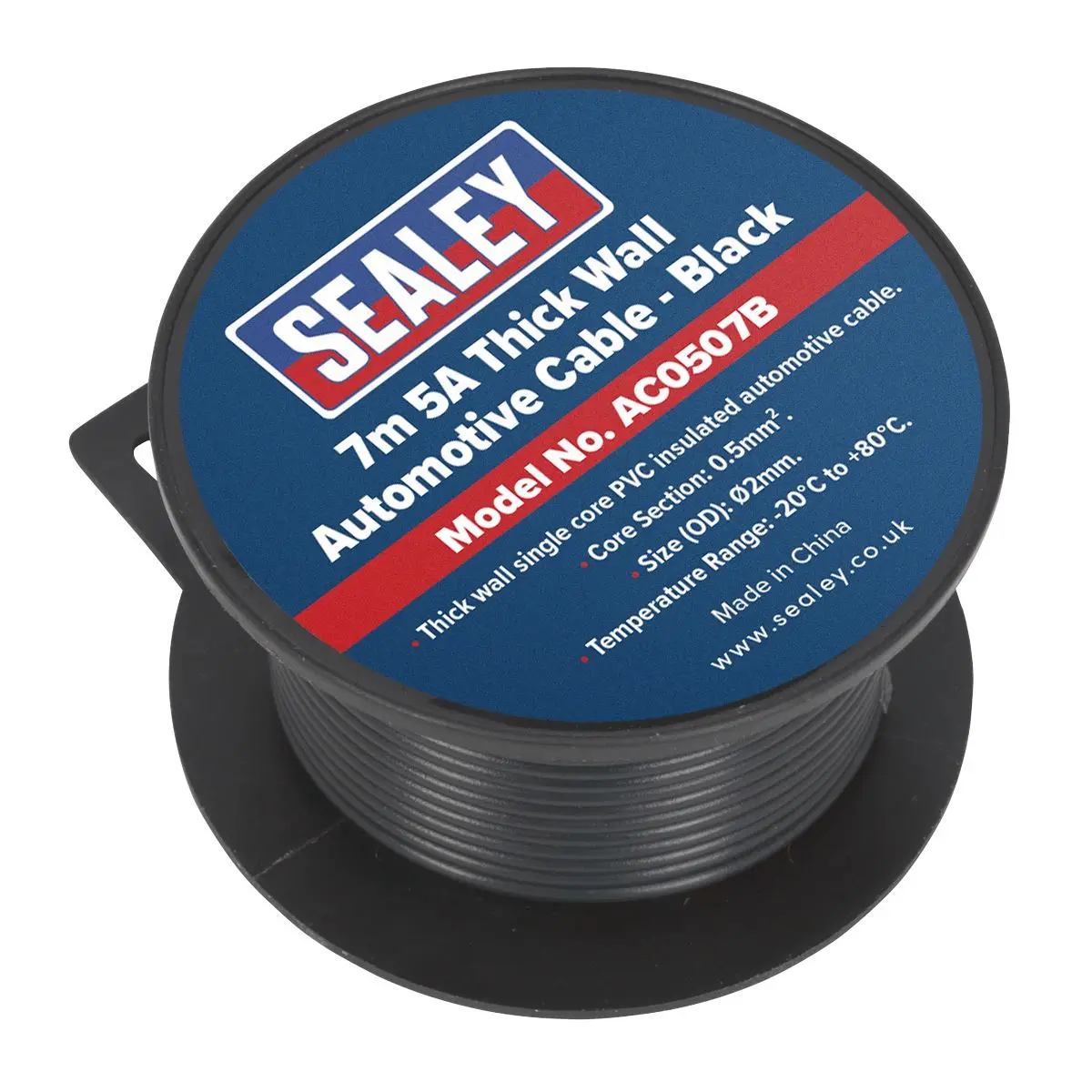 Sealey Automotive Cable Thick Wall 5A 7m Black - Image 2