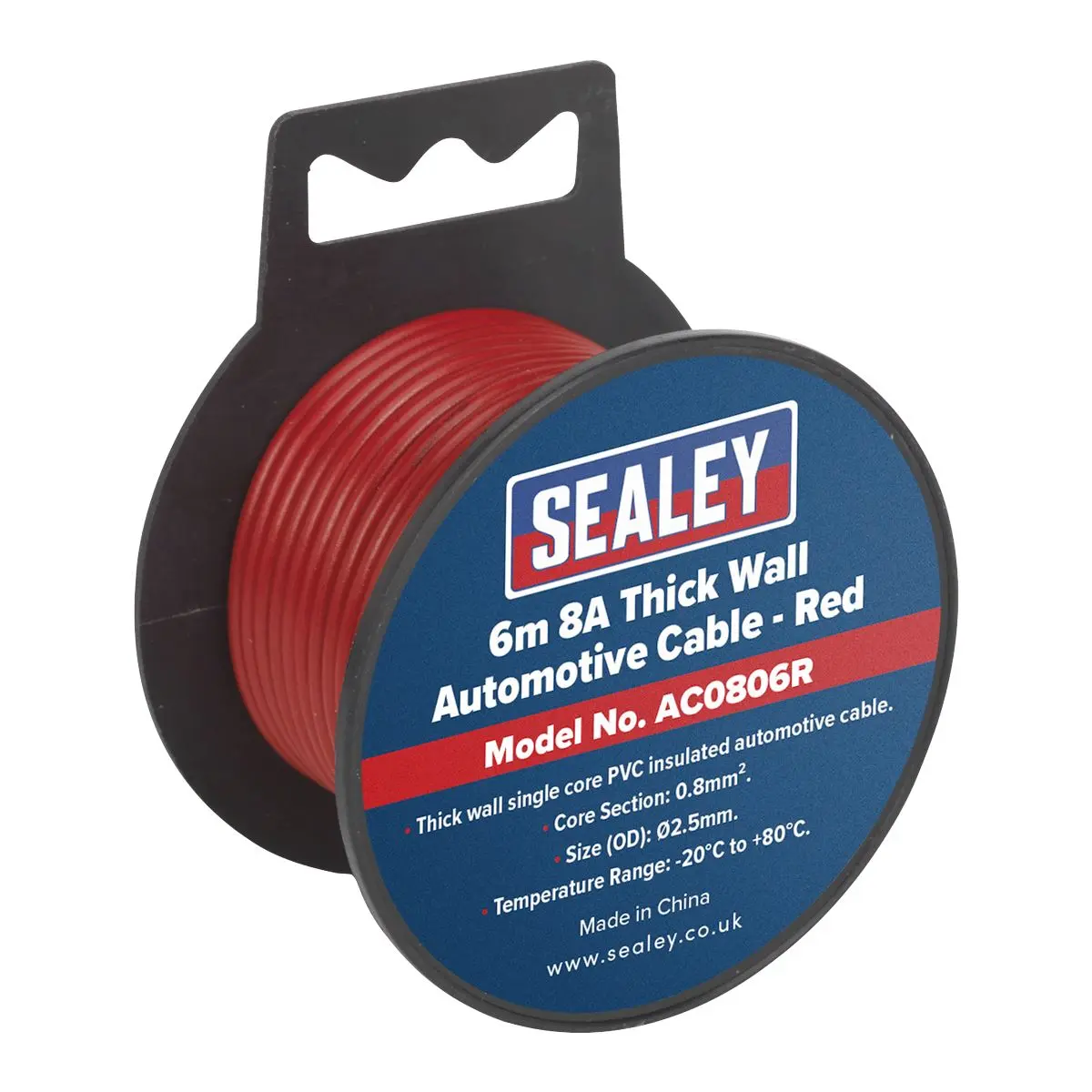 Sealey Automotive Cable Thick Wall 8A 6m Red