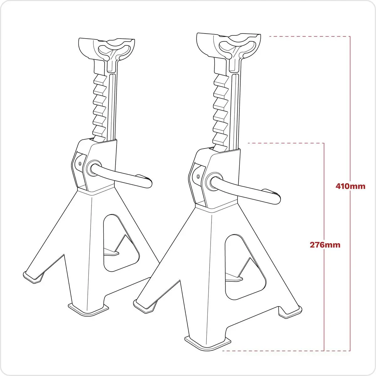 Sealey Ratchet Type Axle Stands (Pair) 2 Tonne Capacity per Stand - Orange - Image 6