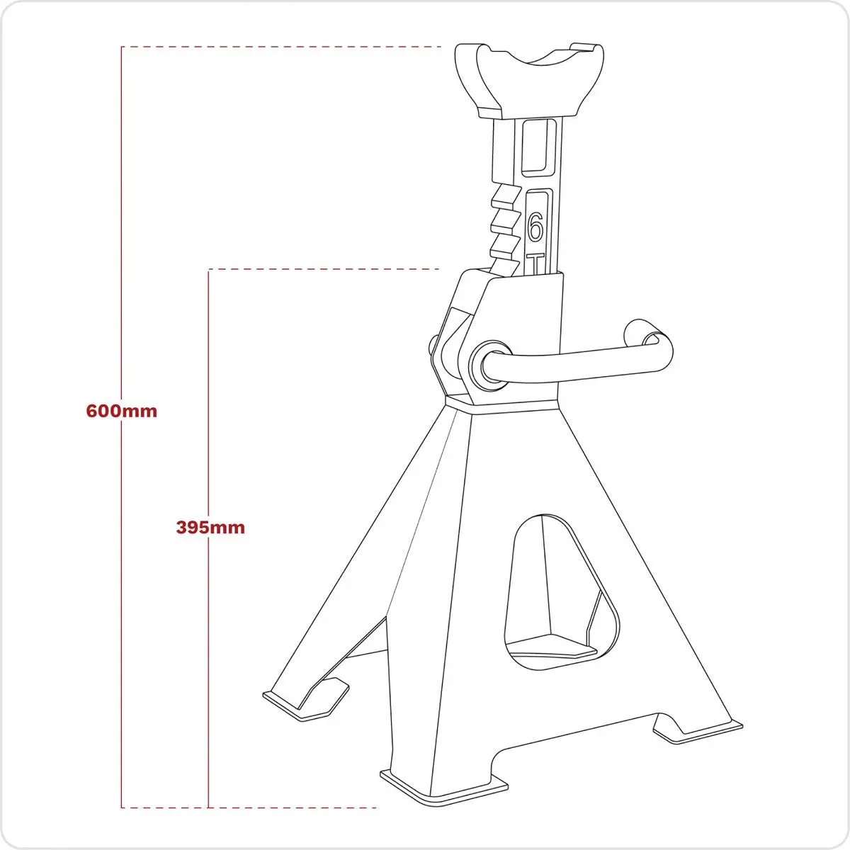 Sealey Ratchet Type Axle Stands (Pair) 6 Tonne Capacity per Stand - Image 6