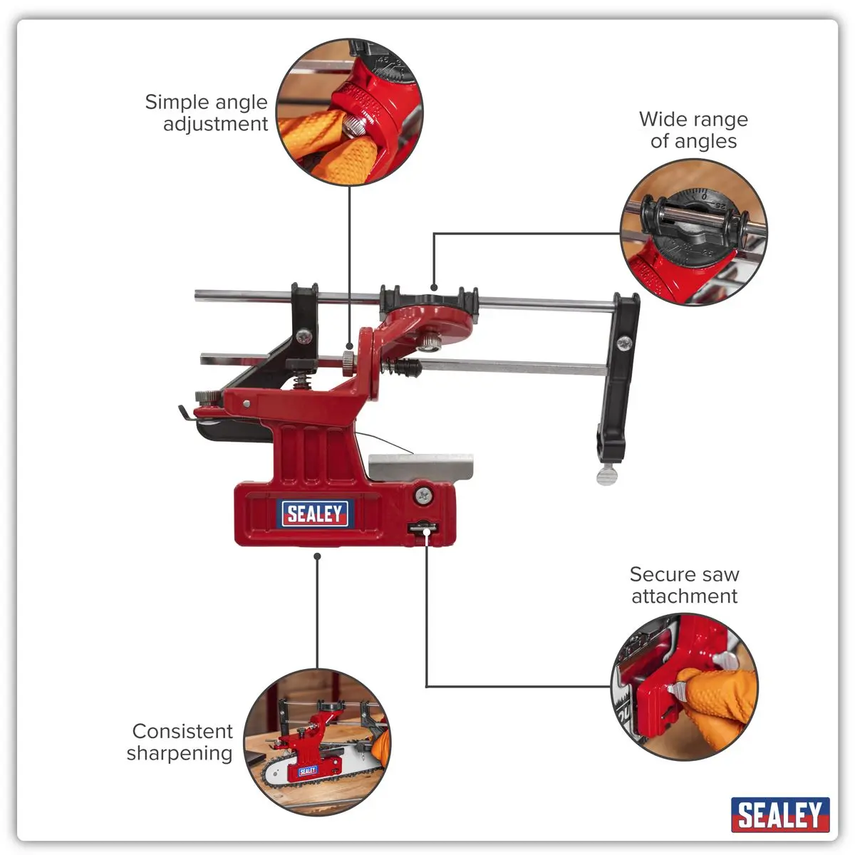 Sealey Bar Mounted Chainsaw Chain Sharpening Guide - Image 9