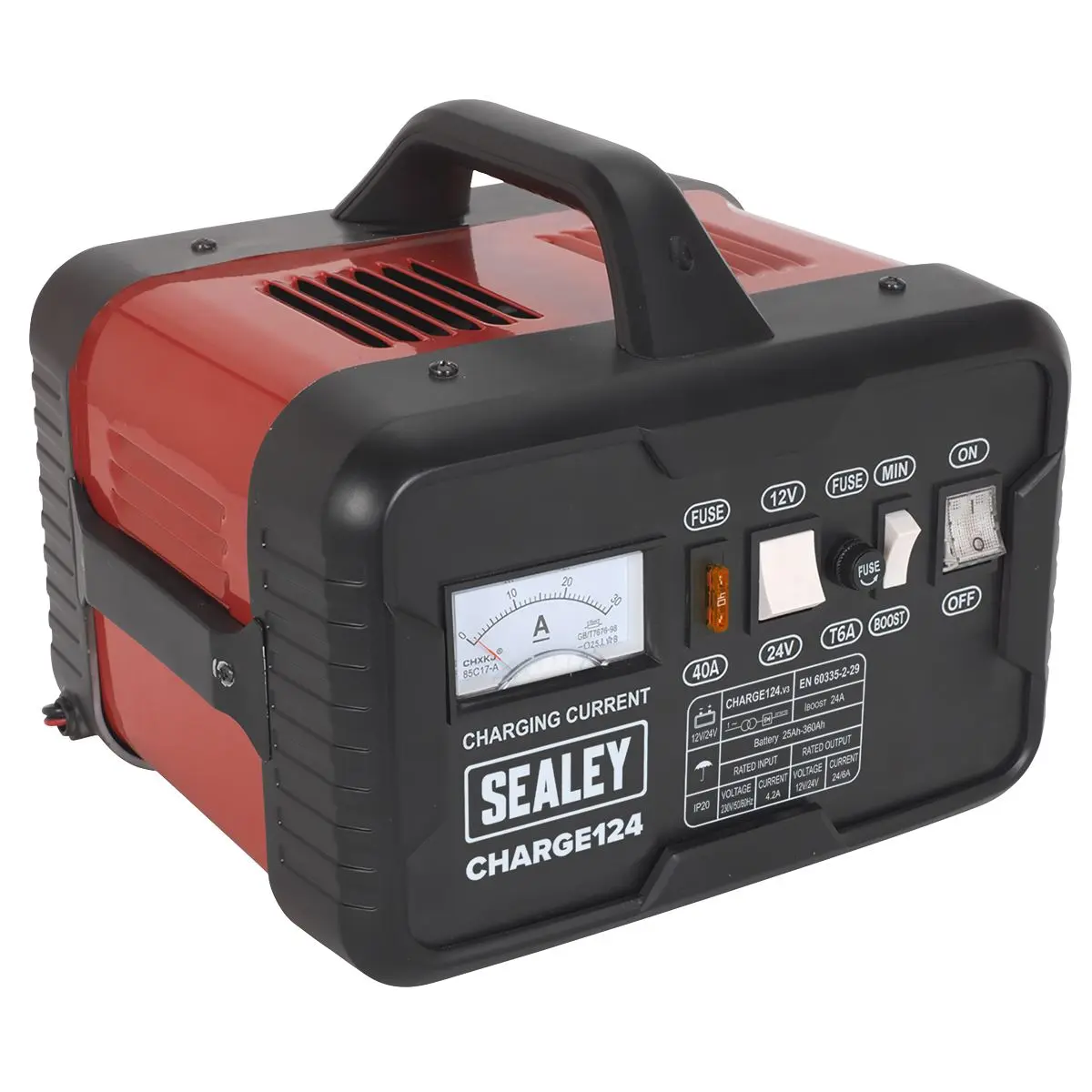 Sealey Battery Charger 28A 12/24V 230V - Image 4