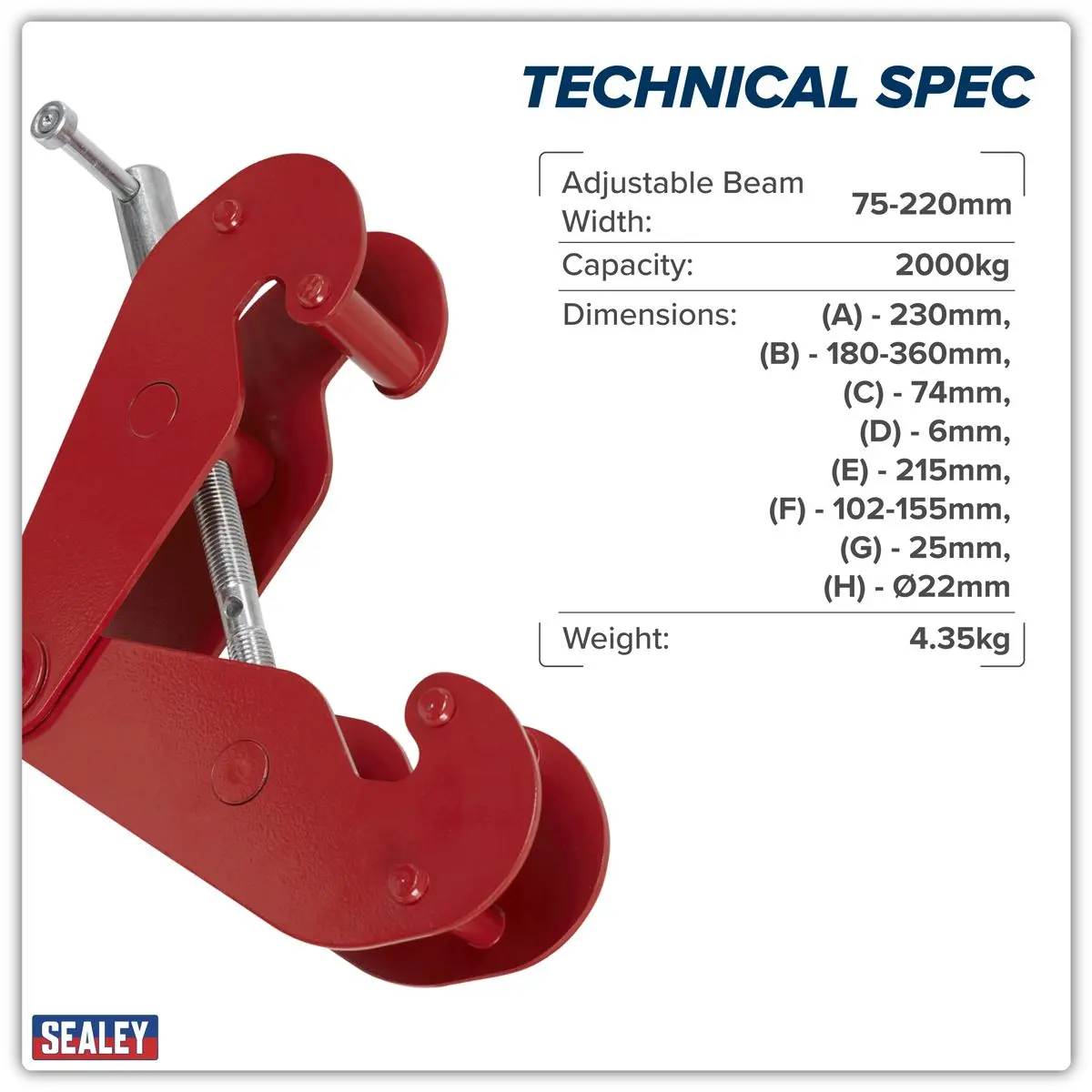 Sealey Beam Clamp 2 Tonne - Image 5