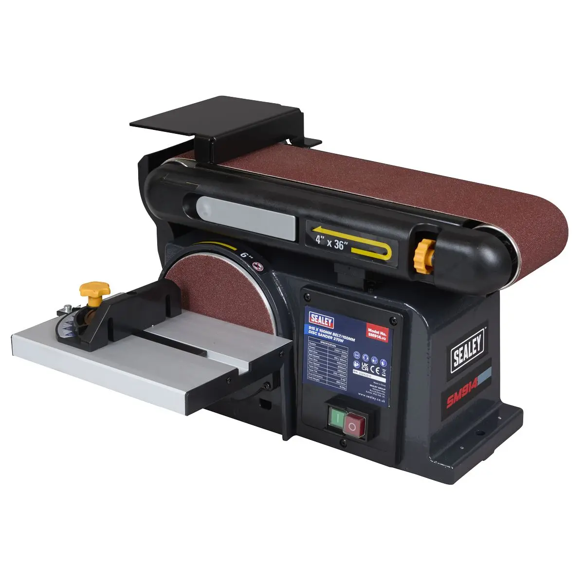Sealey Belt/Disc Sander 915 x 100mm/Ø150mm 370W/230V - Image 12