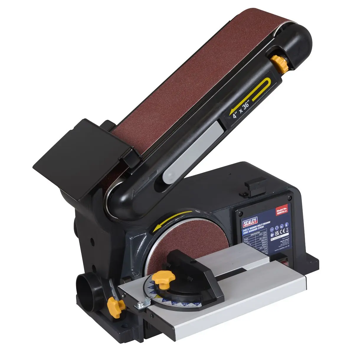 Sealey Belt/Disc Sander 915 x 100mm/Ø150mm 370W/230V - Image 3