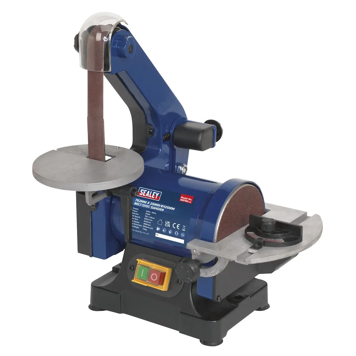 Sealey Belt/Disc Sander 25 x 762mm/Ø125mm 250W/230V - Image 2