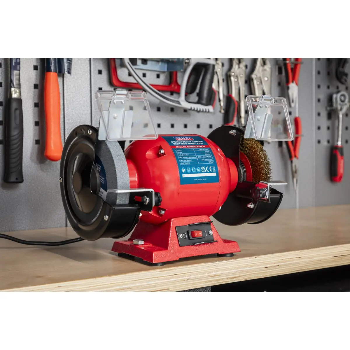 Sealey Bench Grinder Ø150mm with Wire Wheel 370W/230V - Image 5