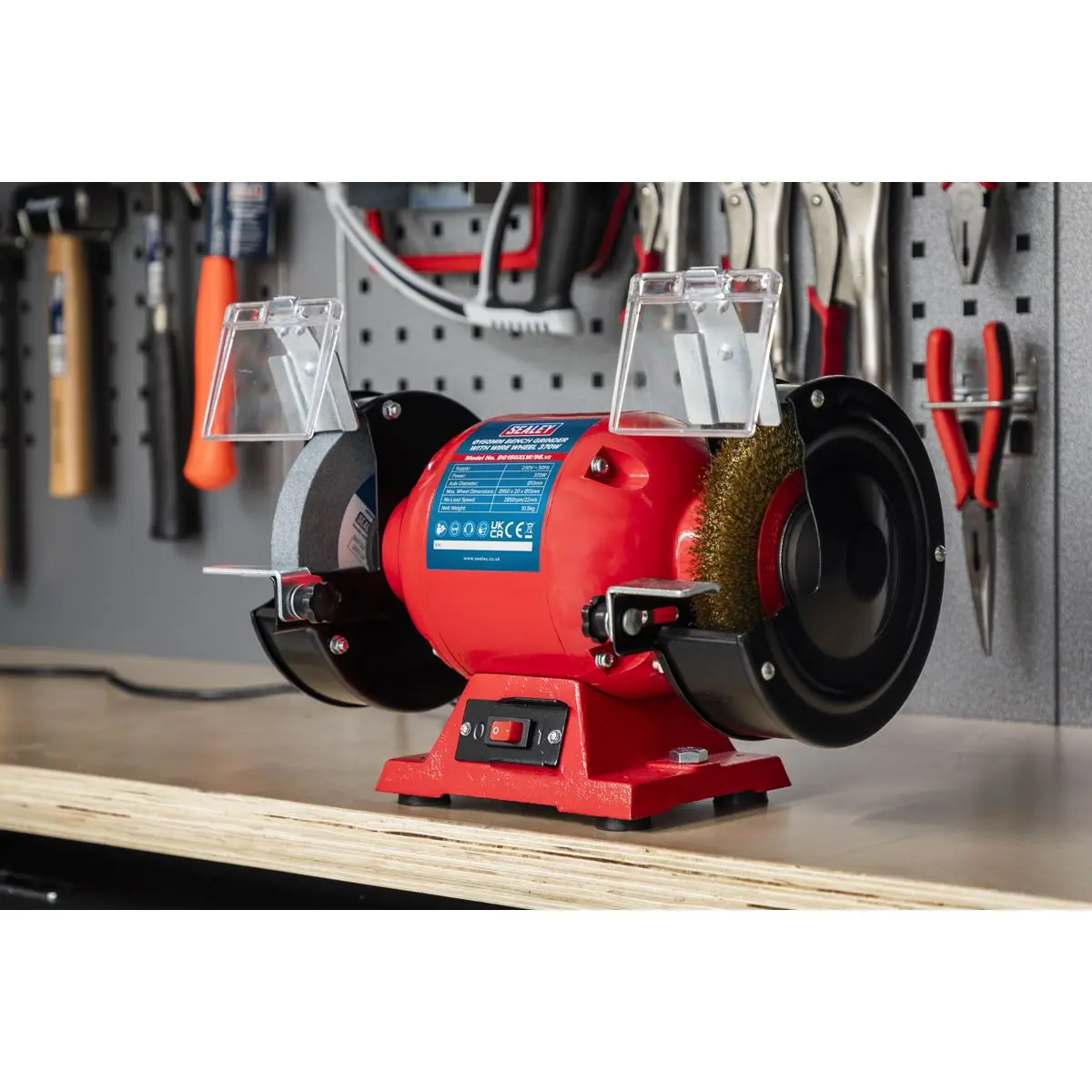 Sealey Bench Grinder Ø150mm with Wire Wheel 370W/230V - Image 6