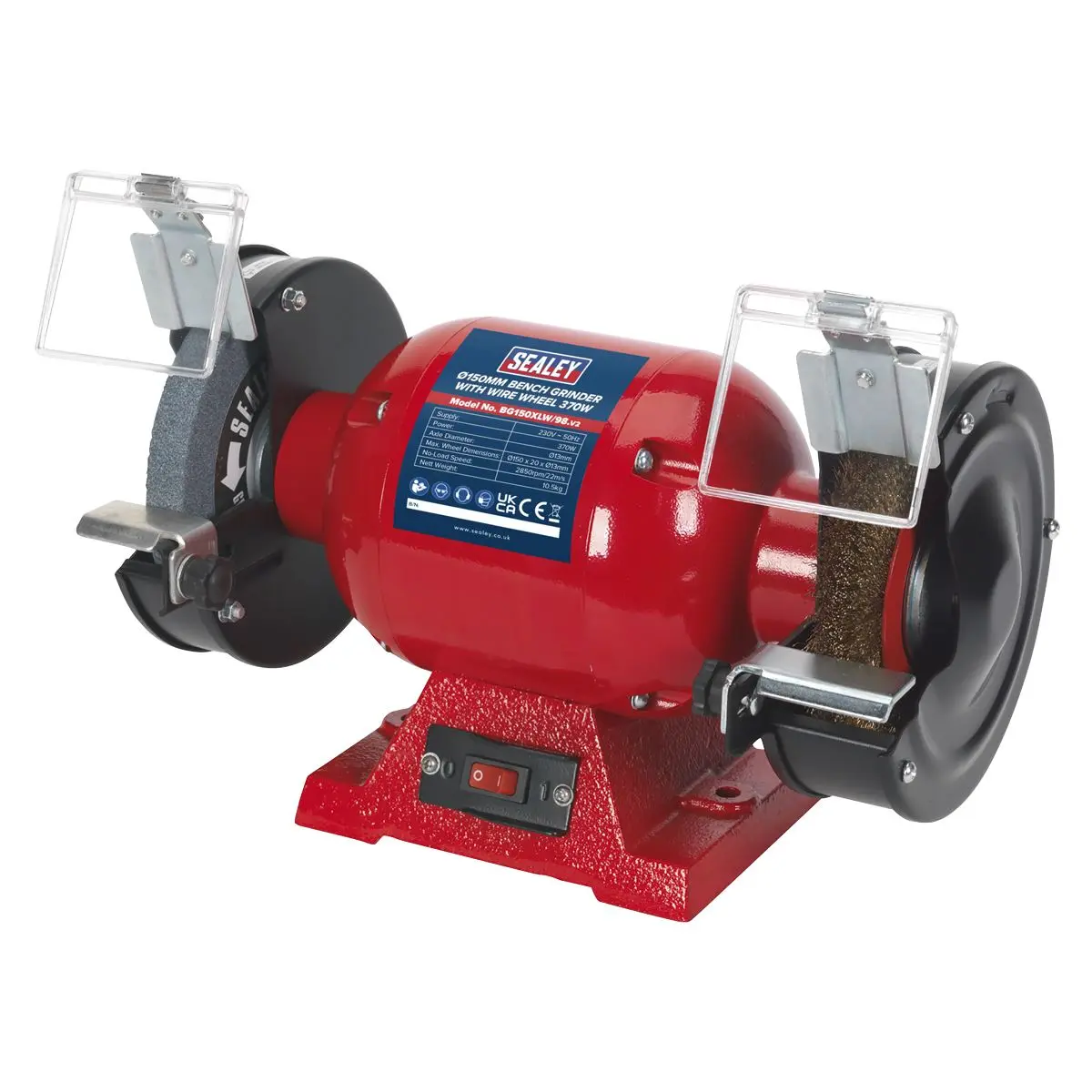 Sealey Bench Grinder Ø150mm with Wire Wheel 370W/230V - Image 9