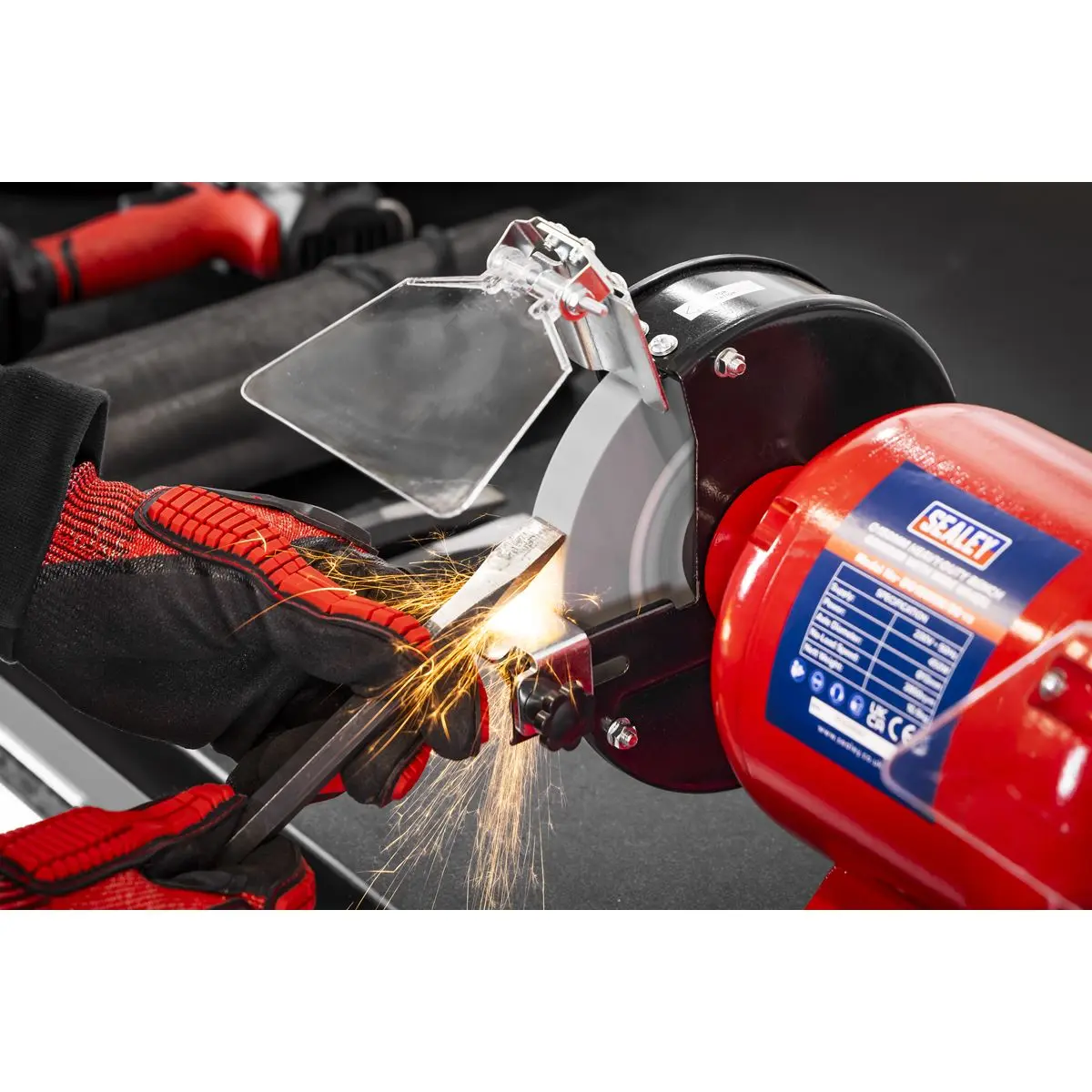 Sealey Heavy-Duty 150mm Bench Grinder with Wire Wheel 450W/230V - Image 6