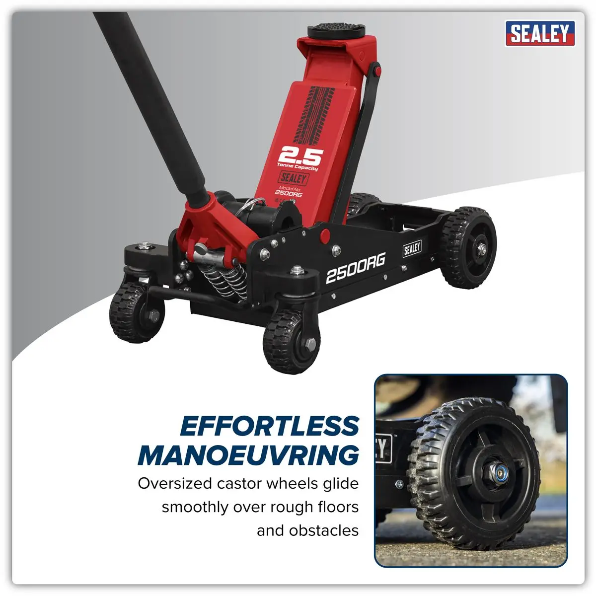 Sealey Big Wheel Hybrid Trolley Jack for Off-Road Vehicles, SUVs, Vans & 4x4s with Super Rocket Lift 2.5 Tonne - Image 16