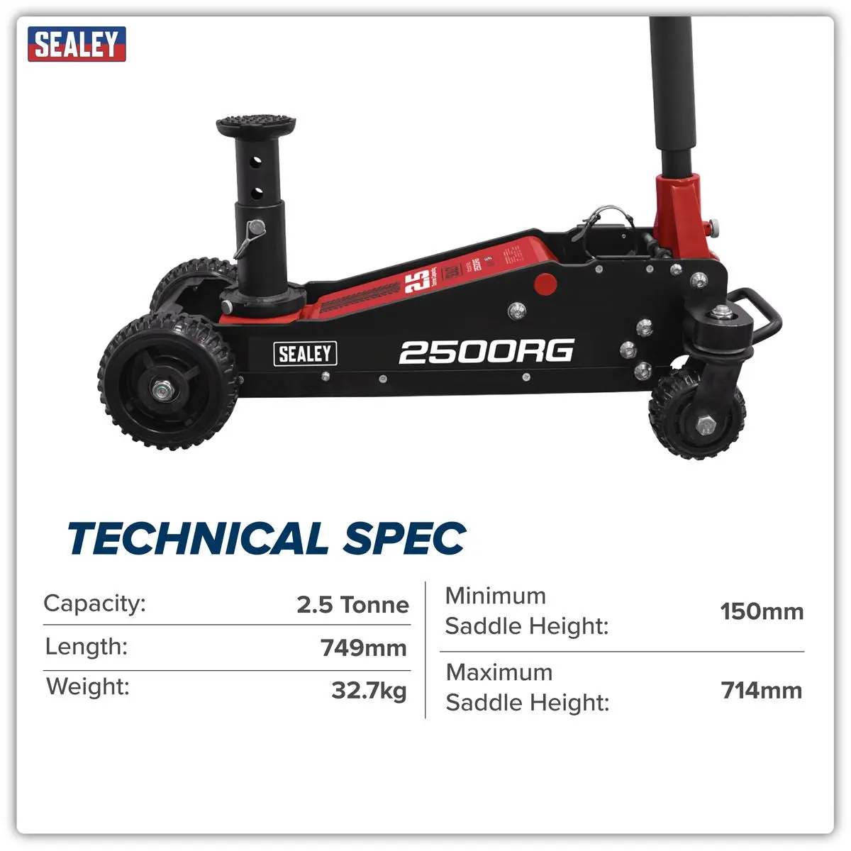 Sealey Big Wheel Hybrid Trolley Jack for Off-Road Vehicles, SUVs, Vans & 4x4s with Super Rocket Lift 2.5 Tonne - Image 18