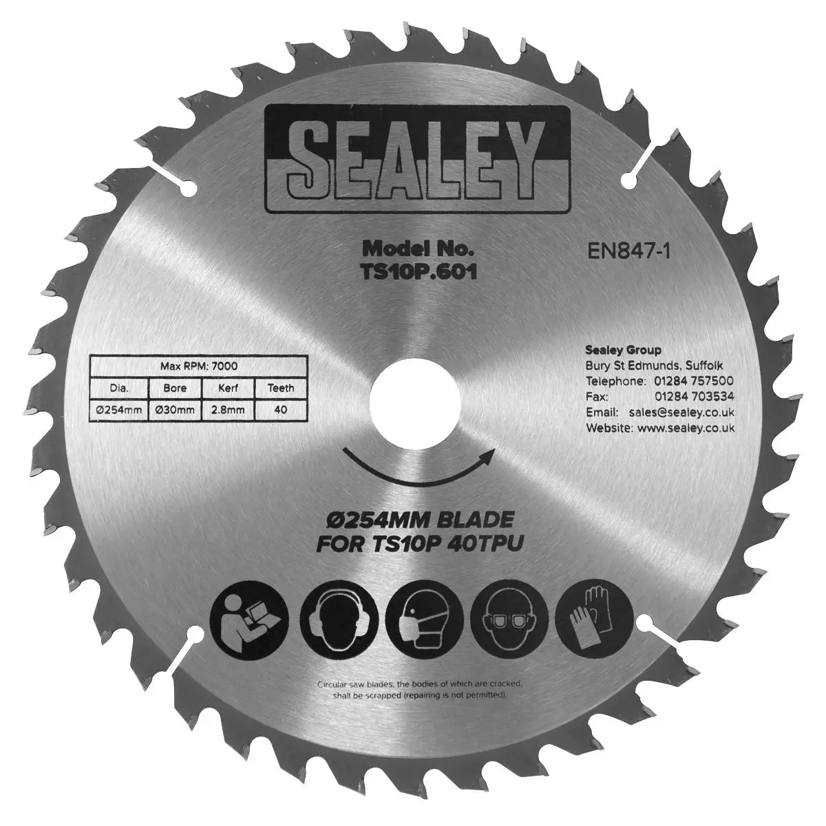Sealey Blade Ø254mm x 2.8mm/Ø30mm Bore 40tpu - Image 2
