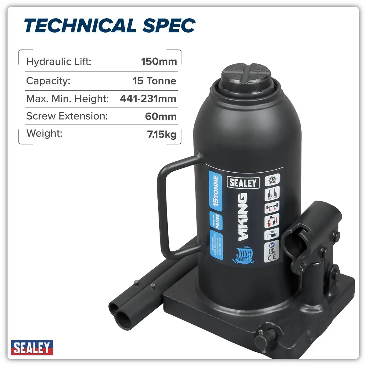 Sealey Viking Bottle Jack 15 Tonne - Image 5