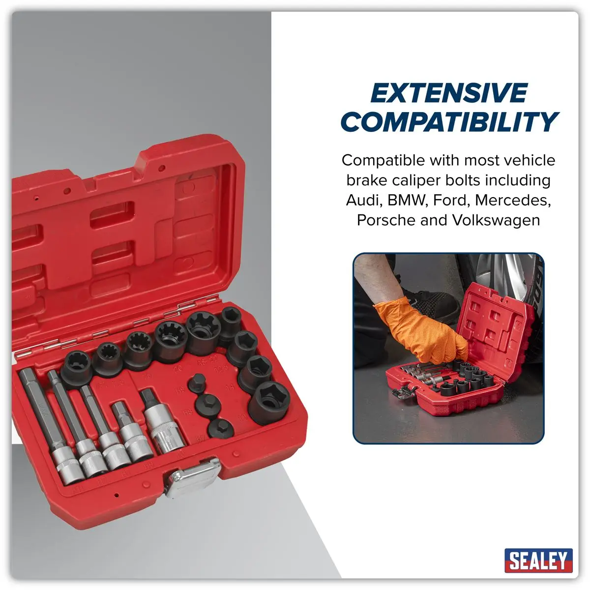 Sealey Brake Caliper Socket Set 17pc - Image 6