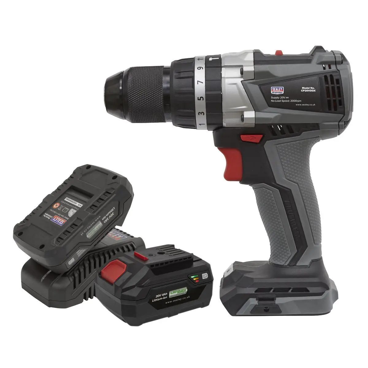 Sealey Premier Brushless Combi Drill Kit Ø13mm 20V SV20 Series - 2 Batteries - Image 5