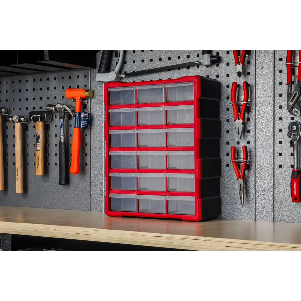 Sealey Cabinet Box 18 Drawer - Red/Black - Image 2