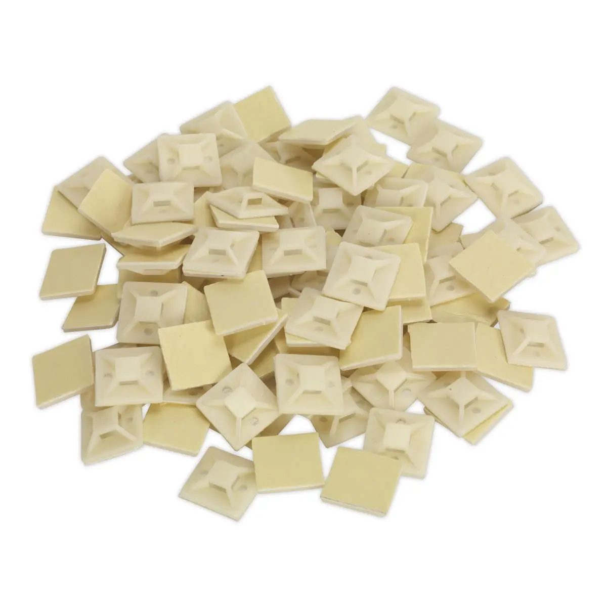 Sealey Cable Tie Mount Self Adhesive 25 x 25mm White Pack of 100