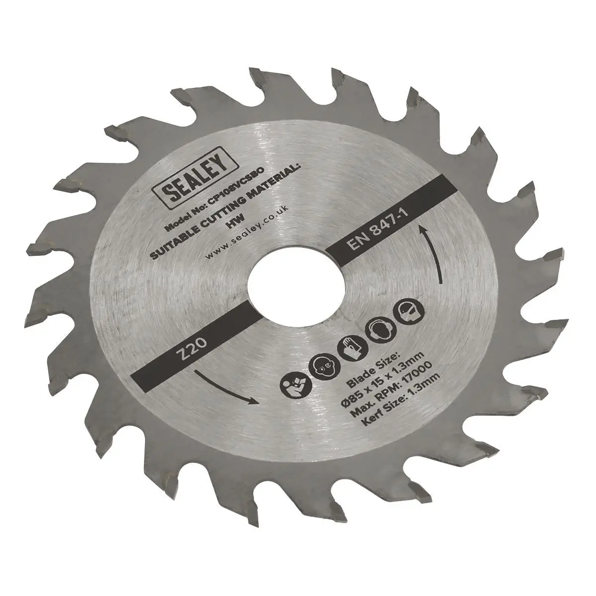 Sealey Circular Saw Blade Ø85 x 15 x 1.3mm 20tpu